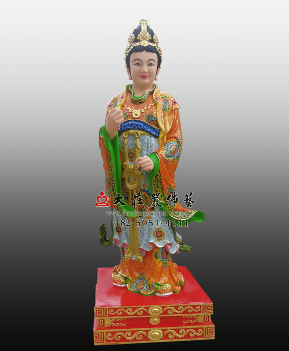 侍女彩繪塑像